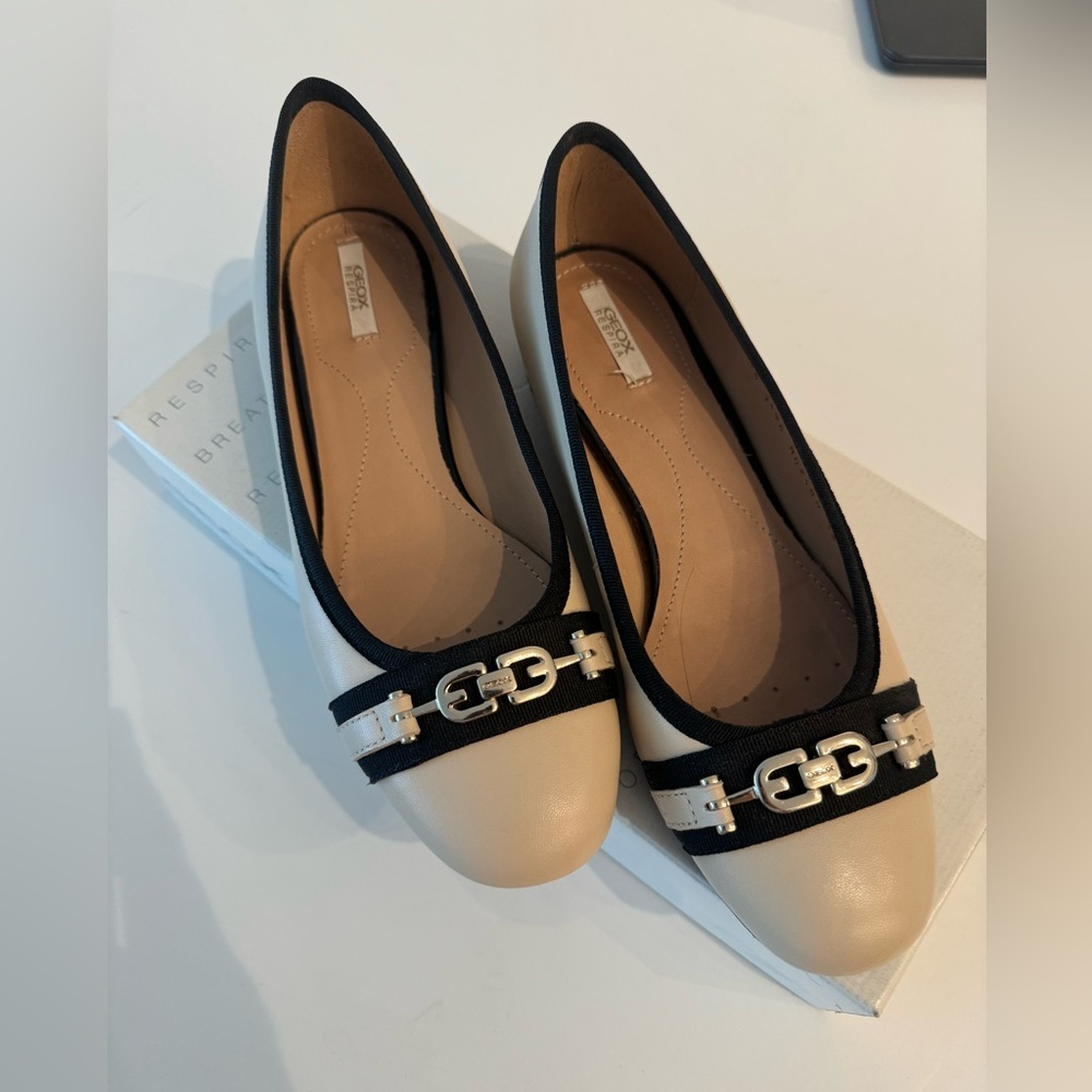 Geox leather ballerinas with box. Only wore twice